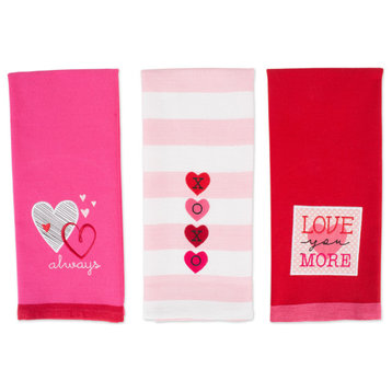 Asst Valentines Day Embroidered Dishtowels, Set Of 3