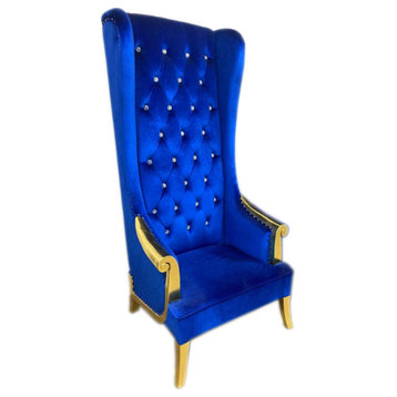Infinity Blue Tufted Throne Chair