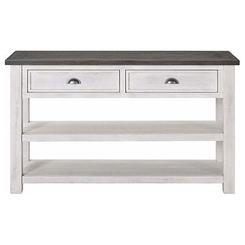 Monterey Solid Wood Sofa Console Table, White, Gray