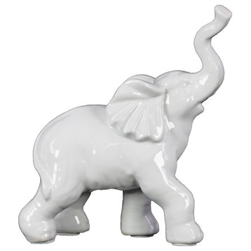 Urban Trends Porcelain Elephant Statue With White