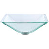 Square Clear Glass Vessel 19mm thick Bathroom Sink