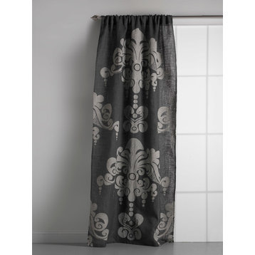 Enchantique Jute Window Curtain, Gray and Ivory, 54"x108"