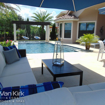 Relaxing Area for Classic Straight Edge Pool in Parkland, Florida