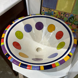 16&rdquo; Marzi Round hand painted vessel or drop-in sink - Bathroom Sinks