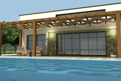 Example of a minimalist exterior home design in Other