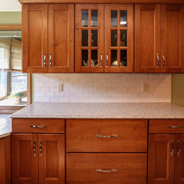 Chestnut Stained Kitchen Cabinetry with Eat-in Island