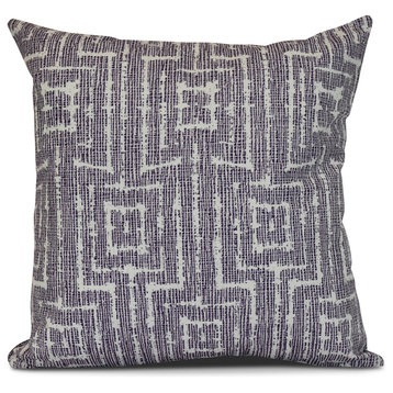 Purple Woven Tiki, Geometric Print Pillow, 16"x16"