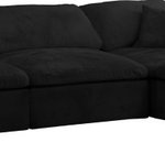 Meridian Furniture - Cozy Velvet Upholstered Comfort L-Shaped Modular Sectional, Black, 6-Piece: 3 Armless Chair, 3 Corner Chair - Bring home this Cozy 6-piece sectional for a fresh new look. Embrace casual elegance with this Cozy velvet cloud-like comfort modular fiber-filled seating option. Handsome from all angles, this piece features soft black velvet upholstery to make it an easy fit in any room. This modular piece can be combined with other items in the Cozy collection to create a seating group of your dreams. The cushions on this piece are exceptionally comfortableand filled with fiber for luxury that you deserve as you rest and relax.
