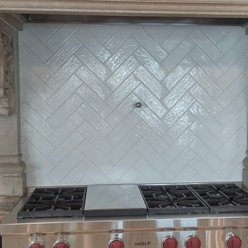 After, During, and Before Kitchen Backsplash - Tile & Installation by Exact Tile