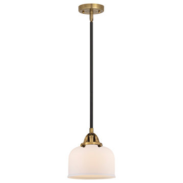 Innovations Bell 1 Light 8" Mini Pendant, BAB/Frosted