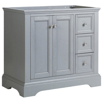 Windsor Gray Textured Traditional Bathroom Cabinet, 36"