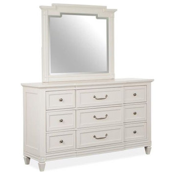Magnussen Willowbrook Drawer Dresser with Mirror in Egg Shell White