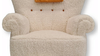 Danish design, reupholstered relax armchair, 50s, imitation lambskin