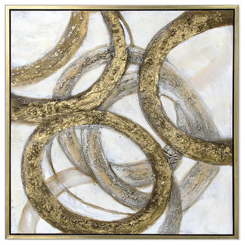 Gold Rings Abstract Hand Painted Art, 40x40"