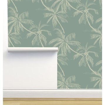 Blueprint Palms Wallpaper by Julia Schumacher, Sample 12"x8"