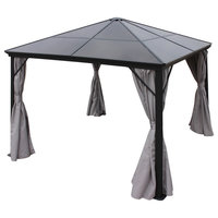 Bali Outdoor 10'x10' Aluminum Framed Gazebo With Curtains, Gray/Black