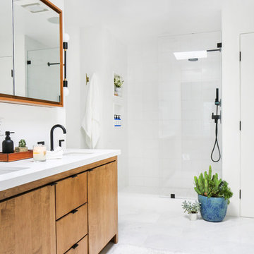 Orlando Soria's White Wash 6x12 Parquet Bathrooms