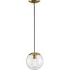 Atwell 1-Light Clear Glass Globe Brushed Bronze Small Modern Pendant Light