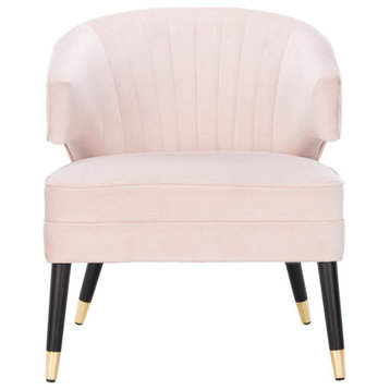 Stazia Wingback Accent Chair, Pale Pink/Black