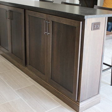 Hickory Wet Bar in Warm Gray Stain With Brushed Granite Counters
