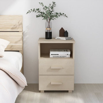 vidaXL Nightstand Bedside Cabinet with 2 Drawers Honey Brown Solid Wood Pine