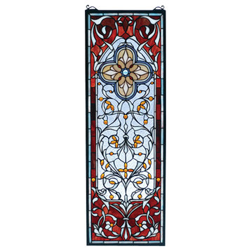 Meday Lighting 73276 11"W X 32"H Versaille Quatrefoil Stained Glass Window
