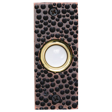 Solid Brass Small Hammered Plate Doorbell in 4 Finishes, Oil Rubbed Bronze