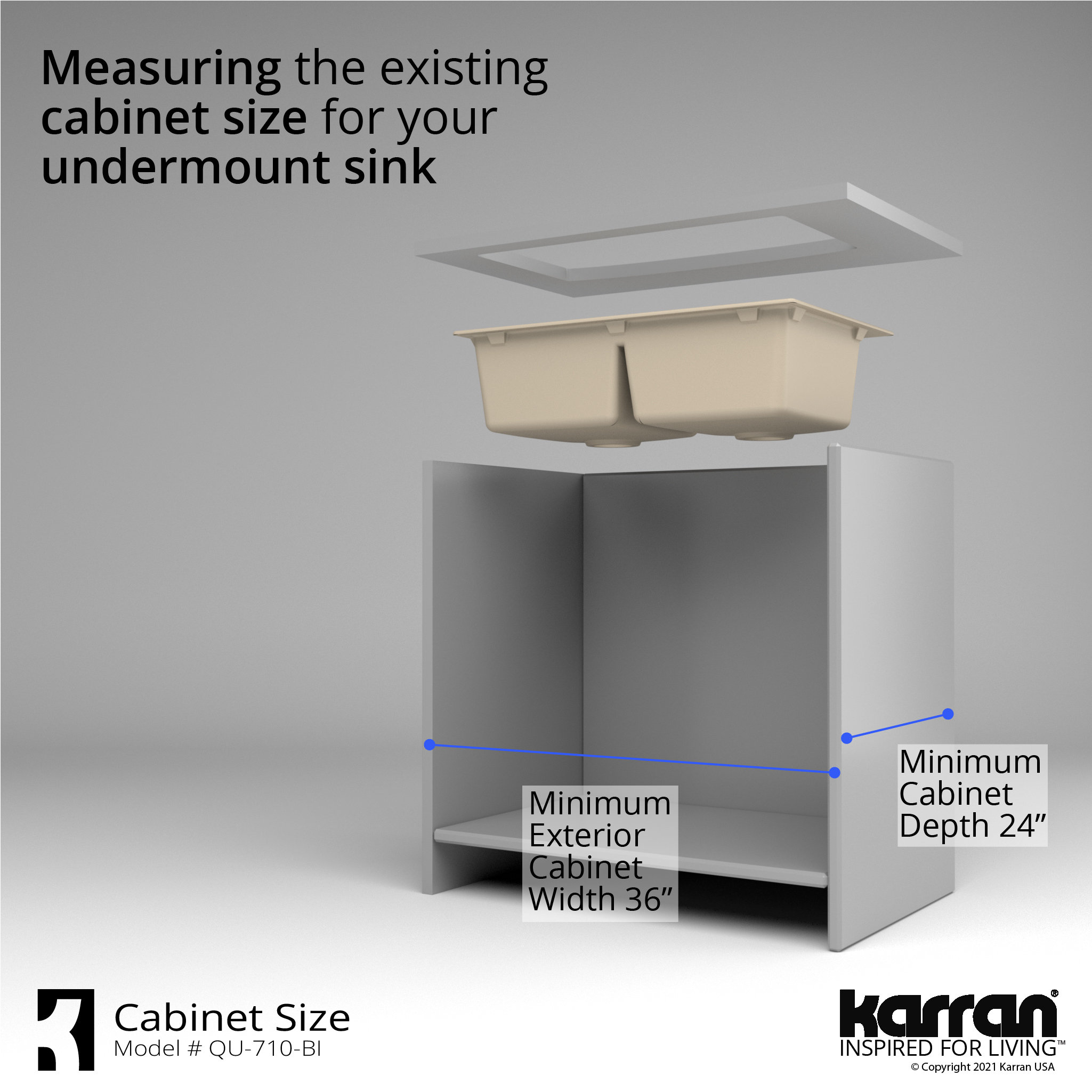 Karran Undermount Quartz 32" 50/50 Double Bowl Kitchen Sink, Bisque