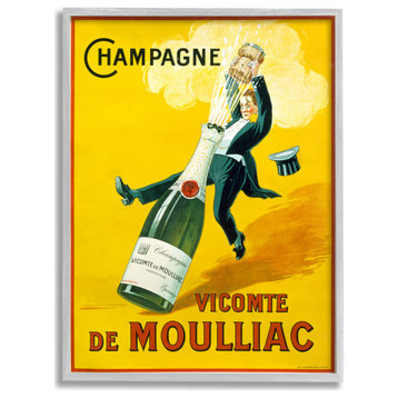 Vintage Illustration Champagne Vicomte de Moulliac Pop Bottle, 24 x 30