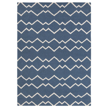 Lima Contemporary Area Rug, Blue and White, 7'x10'