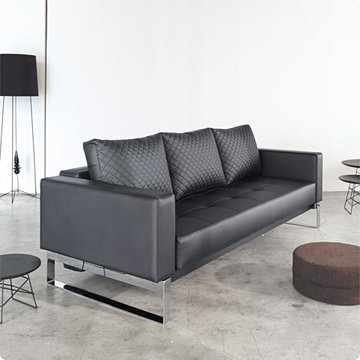 Cassius Q Deluxe Black Leather Textile Sofa Bed by Innovation USA - $2090.00