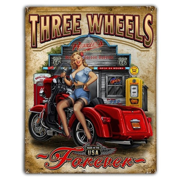 Three Wheels, Classic Metal Sign