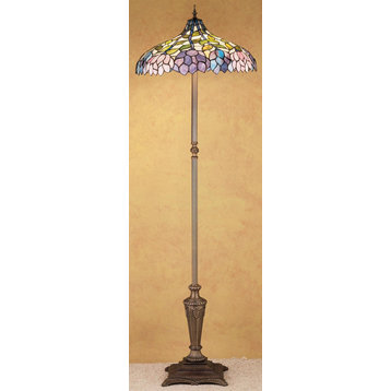 Meyda Tiffany 30451 Vintage Stained Glass / Tiffany Floor Lamp - Mahogany