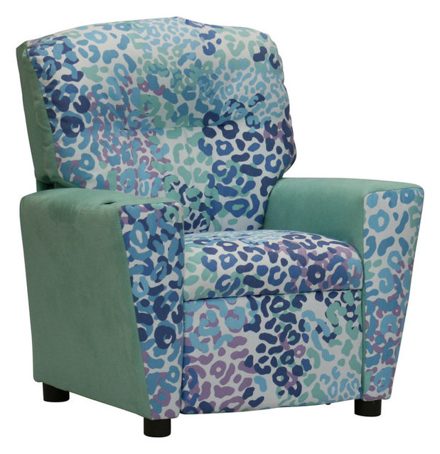 Liv Suede Kid S Recliner With Cup Holder Contemporary Kids Liv Suede Kid S Recliner With Cup Holder Blue Aqua