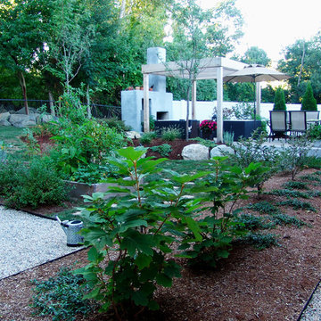 A new more contemporary backyard landscape