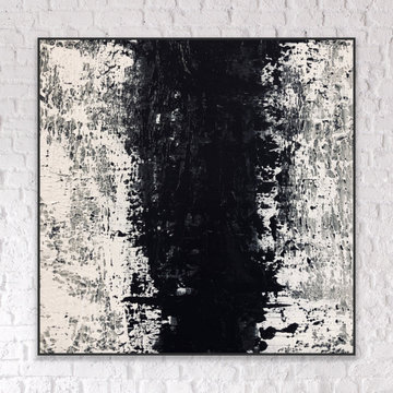 Music 48x48 IN Black White abstract Art oversized Modern Painting MADE TO ORDER