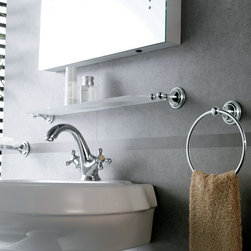 Liberti Series Glass Shelf and Towel Ring - Home Decor