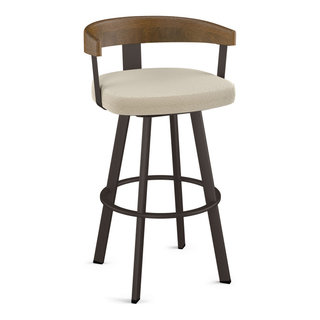 Amisco Lars Bar Stool - Cream Boucle & Brown Wood