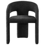 Meridian Furniture - Rendition Plush Fabric Upholstered Dining Chair, Black - Make guests do a double take when you seat them in this fabulous Rendition fabric dining chair. This lovely chair is as eye-catching as it is modish and fun, with a curved back that supports your body so you can relax and unwind while you dine. Soft black plush fabric is welcoming and soft, and a frame made from iron retains impeccable durability to hold up to long-term use.