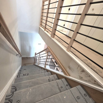Modern Horizontal Railing with Red Oak T-Profile Handrail