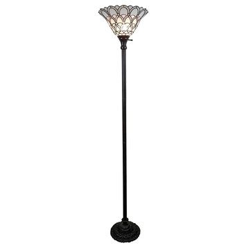 Tiffany-Style Jewel 72" Floor Torchiere Lamp, White