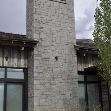 Charcoal Bluff Real Thin Stone Veneer Chimney