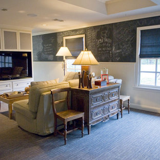 This is an example of a bohemian family and games room in Dallas.