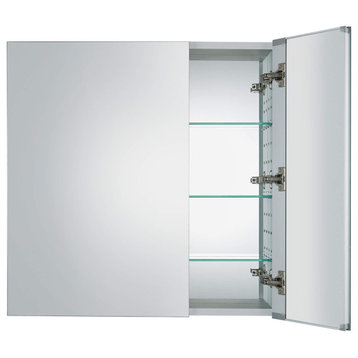 Bathroom Medicine Cabinet, Aluminum, Recessed/Surface Mount, 30"x"30