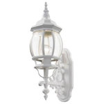 Livex Lighting - Livex Lighting 7520-13 Frontenac, 1 Light Outdoor Wall Lantern, White - This classically transitional, cast aluminum outdoFrontenac 1 Light Ou Textured White Clear *UL: Suitable for wet locations Energy Star Qualified: n/a ADA Certified: n/a  *Number of Lights: 1-*Wattage:100w Medium Base bulb(s) *Bulb Included:No *Bulb Type:Medium Base *Finish Type:Textured White