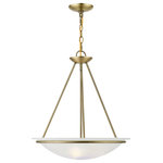 Livex Lighting - Livex Lighting Antique Brass 3-Light Pendant Chandelier - This three light pendant features a lustrous antique brass finish with light glowing from within the large white alabaster glass bowl shape shade. complete a kitchen or dining room with this beautiful pendant.
