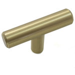 Laurey - Steel T-Bar Knob - 2" - Satin Brass - Steel T-Bar Knob - 2" - Satin Brass; Laurey is today's top brand of Decorative and Functional Cabinet Hardware!  Make your home sparkle with our Decorative Knobs and Pulls, or fix up your cabinets with our Functional Hardware!  Cabinets feel better when Laurey's on them! Lifetime Warranty, and packaged with two Sets of 8-32 Machine Screws - 1" & 1.5"
