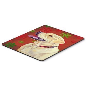 Labrador Red & Green Snowflakes Christmas Mouse Pad/Hot Pad/Trivet