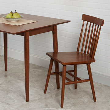 Set of 2 Connor Mid-Century Modern Dining Chairs, Distressed Brown