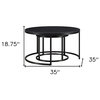 Set of Two 35" Black Steel Round Nested Coffee Tables